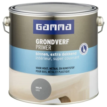 GAMMA Grondverf Binnen Extra Dekkend 2,5 L Grijs