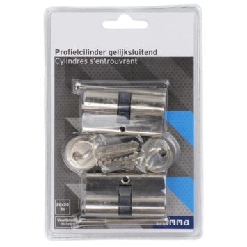 GAMMA Profielcilinder Nikkel 30/30 Mm Gelijksluitend 2 Stuks - Afbeelding 2