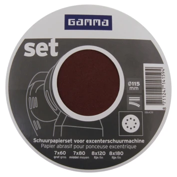 Gamma Schuurpapier Rond 115mm (7xK60-7xK80-7xK120-7xK180) - Afbeelding 2