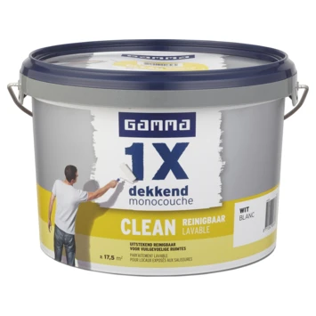 GAMMA Muurverf 1x Dekkend Clean Wit 2,5 Liter