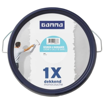 GAMMA Muurverf 1x Dekkend Badkamer & Keuken Wit 5 Liter - Afbeelding 5
